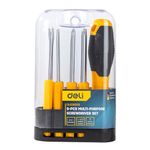 Deli DL636009 9 Pcs Screwdriver Set with 8-in-1 Functionality with Magnetic Tips Cr-V Material Anti-Slip Handle Repair Tool Kit for Electronics Instruments Household Appliances(Pack of 1, Yellow)