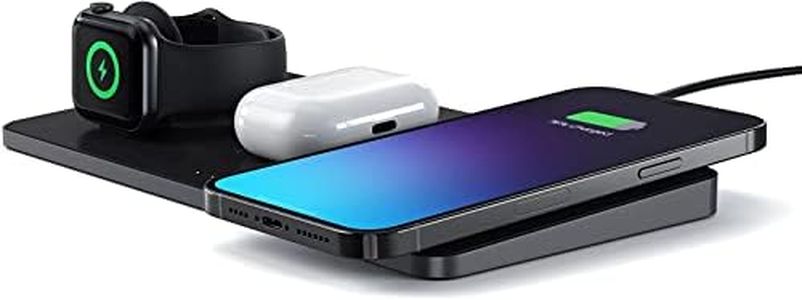 Satechi Trio Wireless Charger with Magnetic Pad – Qi Certified – Compatible with iPhone 16 Pro Max/16 Pro/16/16 Plus, Apple Watch Ultra/Ultra 2 & Series 10 to 1, AirPods Pro & Gen 4/3/2/1