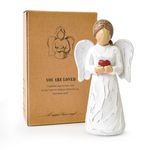 CUNTAUK Guardian Angel Statue, Healing Angel Figurines for Women, Resin Angel Statue Holding a Heart for Thanksgiving Christmas Home Decor Ornament Memorial Gifts