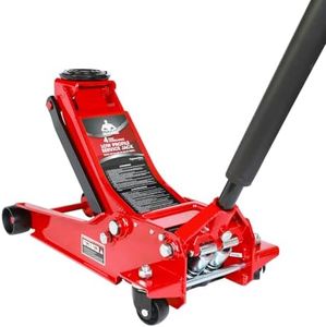 Jack Boss 4 Ton Floor Jack Hydraulic Low Profile Floor Jack with Dual Piston Quick Lift Pump, 4 Ton (8,800 lbs) Capacity, Red