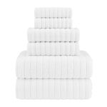 Elegant Comfort 100% Turkish Cotton Corduroy Ribbed Luxury Bath Towels 6-Piece Set, Premium Feel - Quick Dry, Highly Absorbent, Contains 2 Bath Towels, 2 Hand Towels, and 2 Washcloths, White