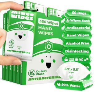 Impossibly Compact Travel Antibacterial Wipes Hand Sanitizer - 99% Water and Aloe - Safe for Sensitive Skin, Hand Wipes - Travel Essentials For Adults & Kids, 60 Pack Total 360 Wipes