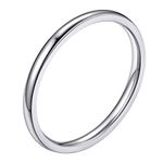 Women 2mm Stainless Steel Stacking Rings Plain Dome Style Band Rings Fashion Ring Size O US 7