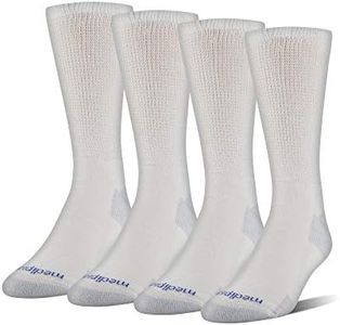 Medipeds Mens Nanoglide Crew Socks, 4-Pack, White/Grey, Shoe Size: 12-15