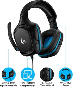 Logitech G432 Wired Gaming Headset – Surround Sound, PC/Console