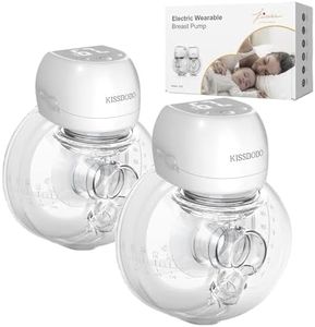 KISSBOBO Breast Pump Electrical Wearable, Plainless Hands Free Breast Pumps,3 Modes 9 Levels with LCD Display, Low Noise Rechargeable Wireless Protable Breast Pump with 21mm/24mm Flanges (White 2PCS)