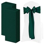 72 PCS Satin Chair Sashes Forest Green Bows Sashes for Chair Covers, Washable Reusable Chair Cover Back Tie Supplies for Wedding Reception Events Banquets Home Kitchen Decoration (7 x 108 inch)