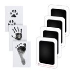 4 Pack Large Inkless Baby Hand and Footprints Kit, BetterJonny Clean Touch Ink Pad Kit with 8 Imprint Cards for Babies and Pets, Large Size, No Ink Mess, Baby Safe, Clear Detailed Print (Jet Black)