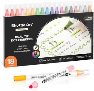 Dot Markers, Shuttle Art 18 Colours Dual Tip Dot Marker Pens for Kids Adults, Metallic & Classic Colours, 0.5-1mm Fine Tip and Flexible Dot Tip for Journaling, Lettering, Highlighting, Illustration, DIY Crafts, Scrapbooks