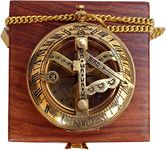 BAZROSS Vintage Brass Sundial Compass with Leather Case - Antique Brass & Copper Sun Clock for Camping, Hiking, Touring - Engraved Gift for Him - Nautical Ship Replica Watch - Sundial Clock in Box