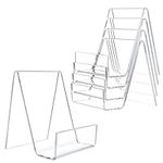 Belle Vous 5 Pack of Clear Acrylic Book Stands with Ledges - W7.5 x H10.5cm/2.95 x 4.13 Inches - Transparent Display Easel/Holder for Books, Music Sheets, Notebooks, Table Signs, Artwork & Pictures