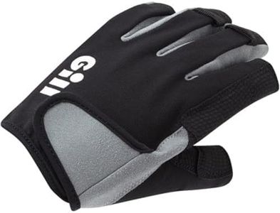 Gill Deckhand Sailing Gloves Short Finger with 3/4 Length Fingers - 50+ UV Sun Protection & Water Repellent - Black M