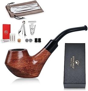 Set de Pipes à Tabac en Bois, Joyoldelf Pipe en Bois Créatif avec Accessoires Fumeur, Cure Pipe, 3-en-1 Racloir en Acier Inoxydable, Nettoyeur de Tuyau, 9mm Filtre à Charbon Actif, Boîtes Cadeau