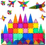 ToyDen 50 Pieces Magnetic Tiles - Set of Magnetic Building Tiles, Constructing and Creative Learning Educational Next Generation Multicolor STEM Toy for Kids 3+ Boys and Girls with Storage Bag