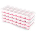 Ice Cube Trays 4 Pack, Airabc Silicone Ice Cube Trays with Removable Lid, Easy-Release Flexible 14-Cube Ice Trays, LFGB Certified and BPA Free, Stackable Ice Trays with Covers for Cocktail, Freezer