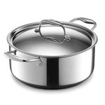 HexClad Hybrid Nonstick Dutch Oven, 5-Quart, Stainless Steel Lid, Dishwasher-Friendly and Oven-Safe Up to 900°F, Induction Ready, Compatible with All Cooktops