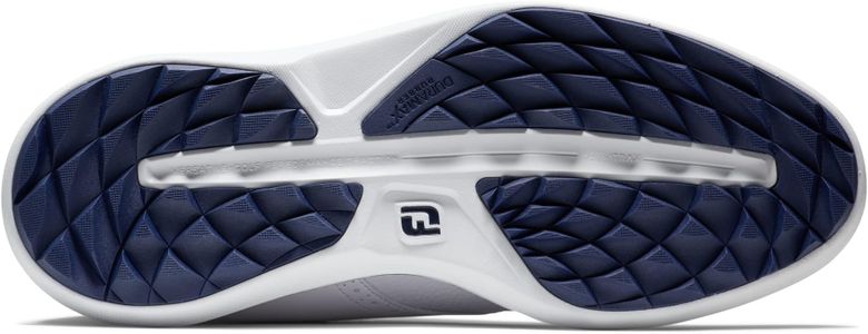 FootJoy Men’s Spikeless Golf Shoes, White/Navy – Wide Fit, Size 9 UK