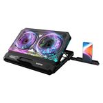 EvoFox Blizzard RGB Laptop Cooling Pad with Transparent Upper Surface, 2 Large Fans, 8 Adjustable Angles, Edge RGB Lighting, Additional USB port for Laptops up to 17 inches (Black)