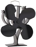 New designed 4 Blades Heat Powered Stove Fan for Wood/Log Burner/Fireplace - Eco Friendly(Black)