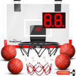 EagleStone Kids Mini Basketball Hoop Set, Over The Door Basketball Hoop with Electronic Scoreboard, 4 Balls, Wall Mounted Room Basketball Hoops for Kids Boys Birthday