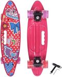 Nattork 23.5 Inch Mini Cruiser Girls Skateboard with Portable Handle Classic Retro Plastic Complete Kids Skateboard for Boys Youths Beginners(Rose Princess)
