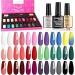 Lavender Violets Gel Nail Polish Set,UV LED Soak Off Base,Glossy n Matte Top Coat Valentines New Year Gifts For Women Classical Shine White Pink Neon Yellow Blue Green Red Nail Art Salon Design F997