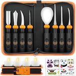 Pumpkin Carving Kit Tools Halloween - 16 PCS Professional Pumpkin Carving Set for Kids Or Adults - 8 PCS Stainless Steel Carving Tools Halloween Decoration Stickers and LED Pumpkin Lights