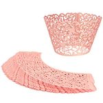 Little Snow Direct 20pcs Filigree Vine Cupcake Wrapper Laser Cut Wraps Cases Wedding Birthday Party - Rose Pink