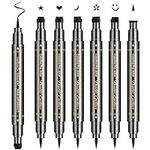 [6PCS] Erinde Liquid Eyeliner Stamp Pencil, Dual Ended Eyeliner Makeup Pen, Waterproof Black Liquid Eye liner Pen Long Lasting & Smudgeproof Eyeliner Tattoo Tool for Women, Easy to Use