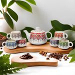 AMAZECART Hand Crafted Mugal Art Work Morning Tea/Coffee Sets of 7 Pcs(6 Cups & 1 Tea Pot) (MM-03)