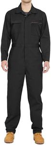 wantdo Mens Work Coveralls Long Sleeve Mechanic Jumpsuit Cotton Twill Suit, Black, Large