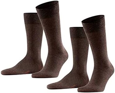 FALKE Happy 2-Pack M SO coton unies lot de 2 paires, Chaussettes Homme, Marron (Dark Brown 5450), 39-42