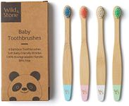 Wild & Stone Organic Baby Bamboo Toothbrush | 4 Pack | Soft Fibre Bristles | 100% Biodegradable Handle | BPA Free | Vegan Eco Friendly Baby Toothbrushes (Multicolour)