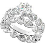 BESTTOHAVE Ladies Ring - 925 Sterling Silver & Teardrop Cubic Zirconia Wedding Engagement Bridal Ring Set K