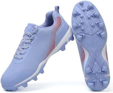BKWHDAY Baseball Cleats Men Molded Rubber Studs Mens Softball Shoes Turf Dirt Fields Blue