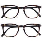 OPULIZE Bex 2 Pack Mens Reading Glasses Large Designer Style Matt Brown Tortoiseshell RR64-2 +2.50