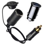 Osznmmg 45cm Europe DIN Plug Cigarette Lighter Adapter,12V/24V Mini Dual USB Car Charger Socket,HELLA DIN Plug to Cigarette Lighter Female Waterproof Extension Cord for Motorcycle,Truck,Boat