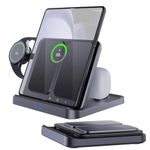 ANPULES 3 in 1 Wireless Charger Station for Samsung Z Fold 6/5, Foldable Fast Wireless Charging Station Dock for Samsung Galaxy Z Flip 6/5, S23/22, Note 20 Ultra, Watch 6/6 Classic/5, Buds 2/Pro/Live