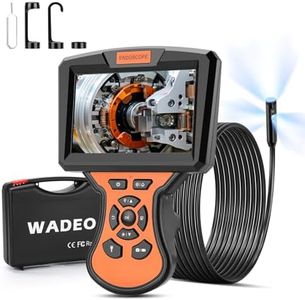 WADEO endoscopio cámara con luz 10m, Pantalla IPS de 5 Pulgadas Tres Lentes endoscopio, IT67 Impermeable cámara de Tubo, 8mm Serpiente cámara, 1920P HD cámara de inspección, 32GB (Cable Desmontable)