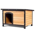 Tangkula Wood Dog House Large Pet Shelter Log Cabin Extreme Weather Resistant Dog House Adjustable Feet(M-Dog House)