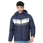 Boldfit Men's Polyester Standard Length Padded Jacket (BomberJacket506 XL_BlueWhite)