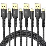 Boreguse Micro USB Cable [4-Pack 3.3FT/3.3FT/6.6FT/6.6FT], Nylon Braided USB Micro Cables, Android Charger Cable for Samsung Galaxy S7 S6 S7 Edge S5,PS4 Controllers, Camera,MP3-Black