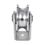 3in U Groove Wheel Stainless Steel Groove Wheel Heavy Duty Track Wheel Rigid Caster Sliding Gate Roller Wheel Double Bearing for Swing Sliding Gate