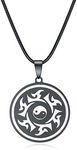 Xiacheng Yin and Yang Pendant Necklace for Men Gifts Black Rope Cord Necklace, Metal, Agate