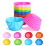 LIHAO 40PCS Reusable Silicone Muffin Cups Muffin Pan Liners Non-Stick Cupcake Molds (8 Colors)