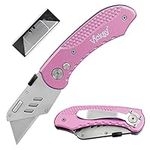 Vickay Utility Knife Heavy Duty Box Cutter with 5 SK5 Quick Change Blades, Safety Axis Lock Design Razor Knife, Lightweight Aluminum Body Belt Clip for Office (Purple)