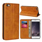 SunYoo for iPhone 6 Plus /6s Plus Case,Cowhide Pattern Leather Magnetic Book Wallet Case Stand Holder Flip Cover with Card Slots/Cash Compartment for iPhone 6 Plus/6s Plus(5.5")-Light Brown