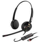 Arama USB Headset with Microphone Noise Cancelling, Laptop Headphone with Mic, Wired Computer Headset for PC Softphone Microsoft Teams Zoom Skype Chat Office Call Center Business Online Class