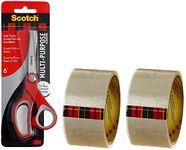 Scotch 3M Scissors | 6" Multipurpose & Packing Tape cm 5.08 cm (2") x50m Clear (Pack of 2)