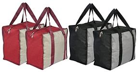 Kuber Industries Small Size Canvas Shopping Bags for Carry Milk Grocery Fruits Vegetable with Reinforced Handles jhola Bag-Pack of 2 (Black & Maroon)